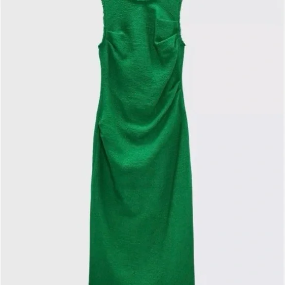 Zara Vibrant Green Tweed Midi Dress - Picture 2 of 10